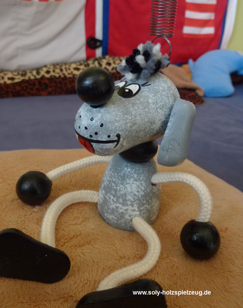 Hund spielzeug auf der Feder