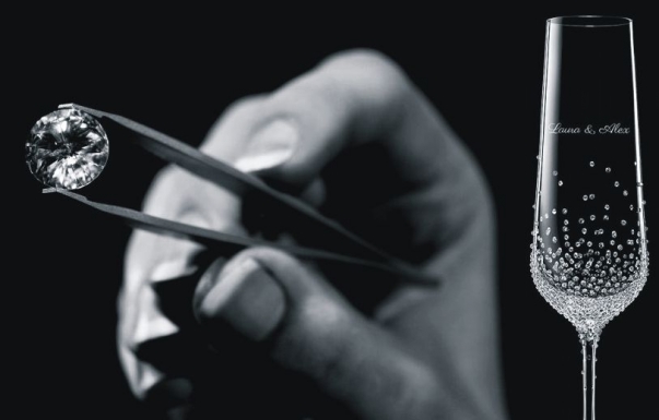 Sektglas 1 Stk mit Swarovski-Kristallen Hochzeitsgeschenk