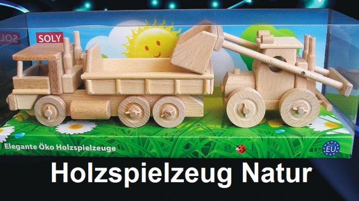 Holzspielzeug Natur LKW + Auto-loader