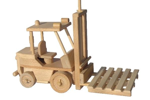 Spielzeug Gabelstapler aus Holz