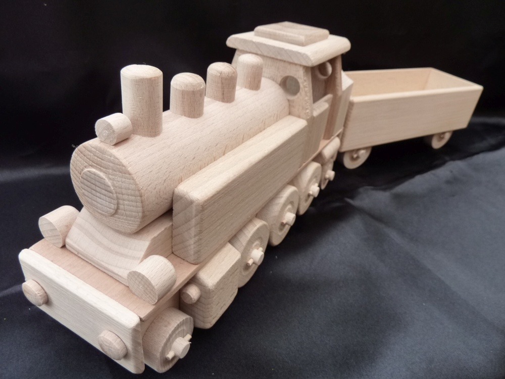 Spielzeug Eisenbahn Lokomotive aus Holz
