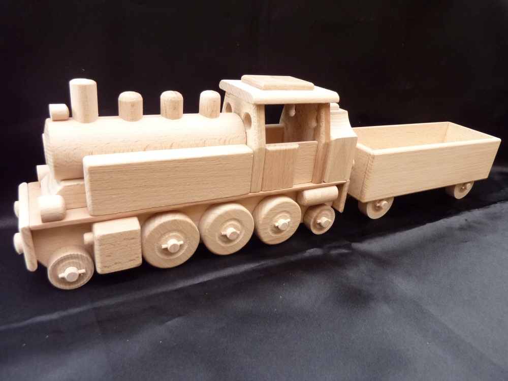 Spielzeuge Eisenbahn Lokomotive aus Holz