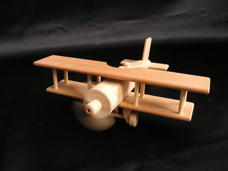 Roman Holzspielzeug magnetische Montiert Old Style Blue Flugzeug Modell 
