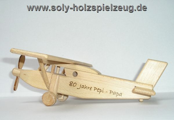 Flugzeug Spielzeug aus Holz Pilatus