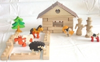 Baukasten Bauernhof + Puzzle - Kuh, Schafe, Hund, Katze, Pferd