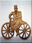 Radfahrer hölzerne Statuette - Skulptur 35 cm