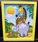 Bilder für's Kinderzimmer Giraffe Papagei Elefant Schildkröte