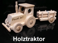Spielzeug Traktor aus Holz mit Anhänger, Geschenk
