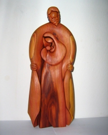 Gott, Jesus und Maria-Statue aus Holz