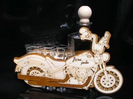 Geschenk Motorrad, Biker mit Flasche 6x Glas