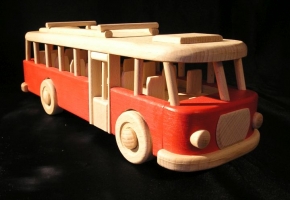 Spielzeug Bus aus Holz, rot