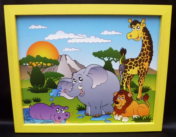 Bilder für's Kinderzimmer Nilpferd Lowe Elefant Giraffe