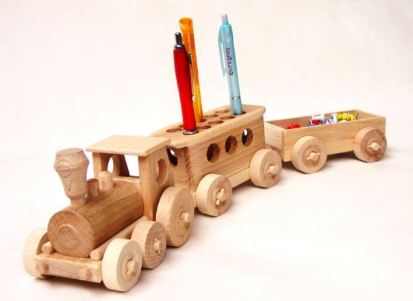 Holz Stifthalter Zug Spielzeug Bürodekoration