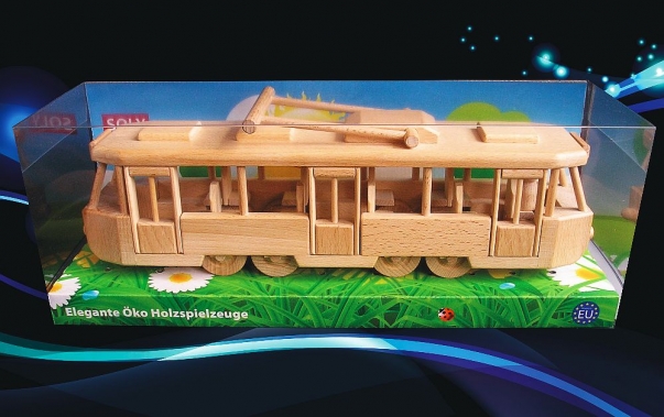 Moderne Holz Straßenbahn TATRA für Kinder.