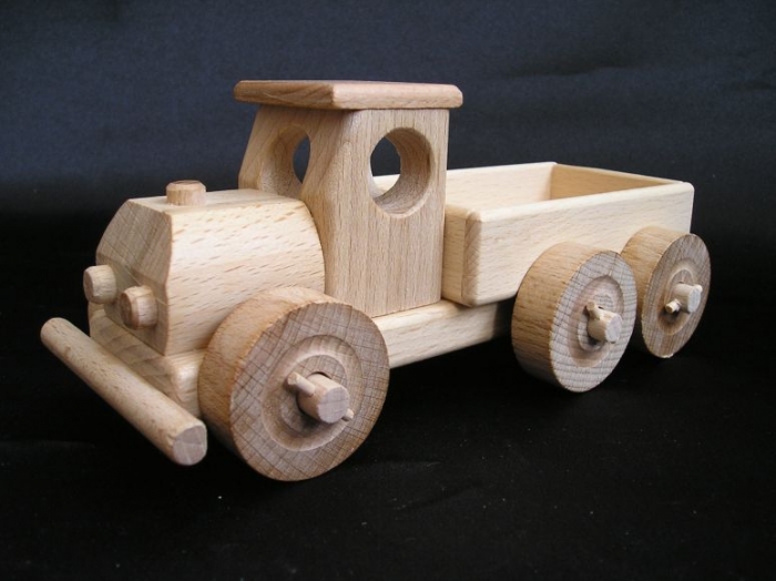 Kranwagen Auto aus Holz für Kinder Holzspielzeug LKW 28 x 17 x 30cm 