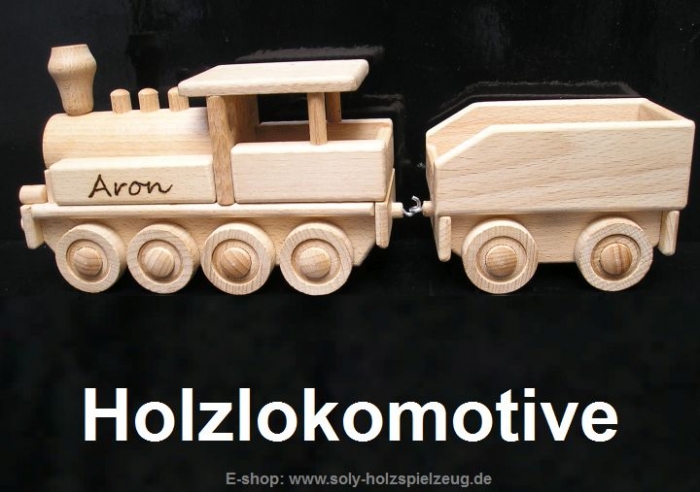 Holzlokomotive Namenszug aus Holz 
