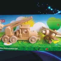 Holzspielzeug, Arbeitsbühne und Flugzeug