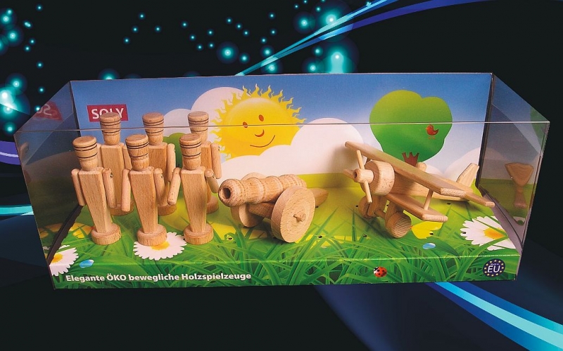 Holzspielzeug Holzsoldaten, Flugzeug, Kanone Militärspielzeug