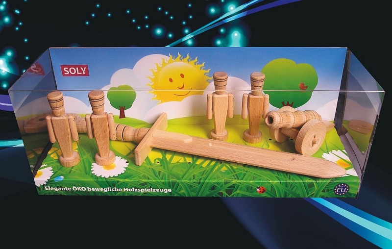 Holzspielzeug Soldaten, Holzschwert und Kanone