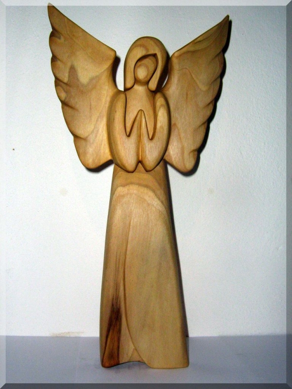 Holzfigur „Betender Engel“, Höhe 25 cm