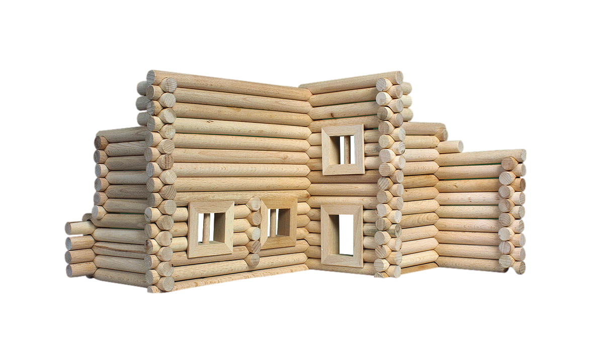 Holzbausatz für 17 Gebäude und Häuser