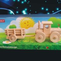 Waldtraktor mit Anhänger Holzspielzeug Geschenkverpackung