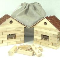 Holzbausteine. Bausatz 2 Häuschen mit Beutel