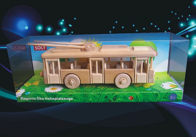Trolejbus dřevěná hračka, dřevěné dárky