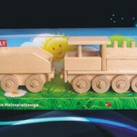 Holzeisenbahn Kinderzug Spielzeug mit Geschenk Box und Gravur Name