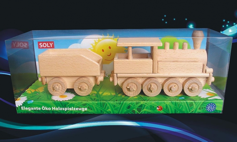 Holzeisenbahn Kinderzug Spielzeug mit Geschenk Box und Gravur Name