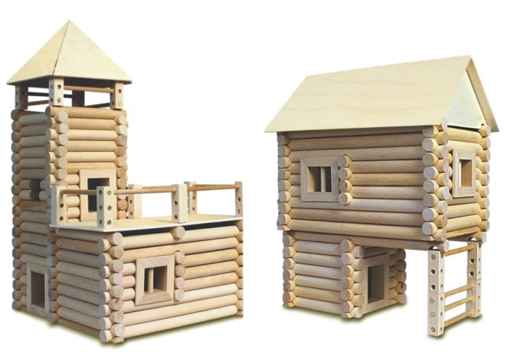 Holzbausatz für 17 verschiedene Gebäude