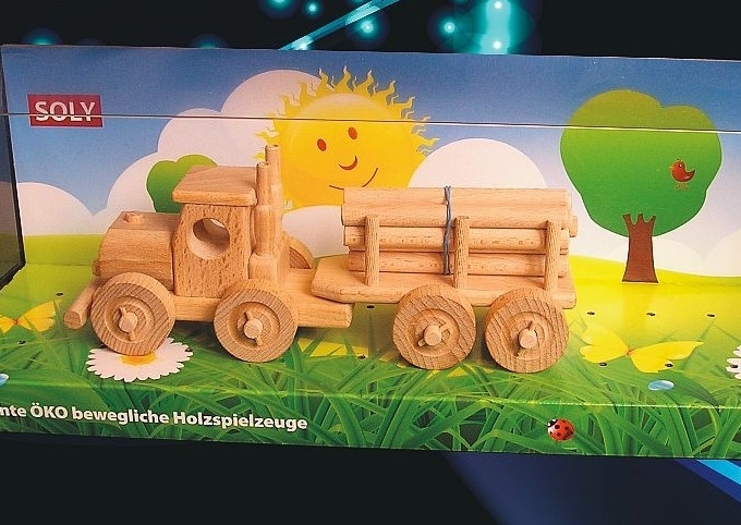 Holz-LKW Holzspielzeug mit Holzladung im Beutel als Kinderspielzeug