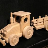 Holztraktor Kinderspielzeug Landwirtschaftstraktor mit Anhänger, Holzgeschenke