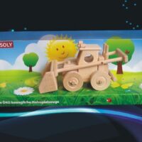 Holzspielzeug Bulldozer aus Buchenholz mit Personalisierung.