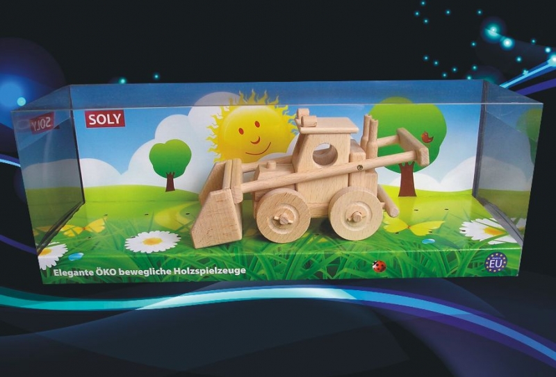 Holzspielzeug Bulldozer aus Buchenholz mit Personalisierung.