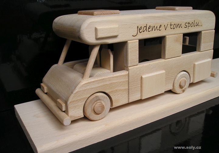 Wohnwagen Camping Geschenk Modell aus Holz