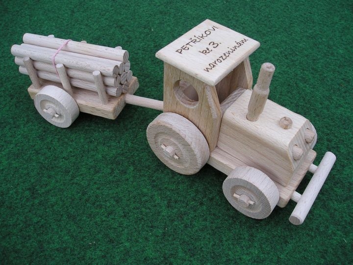 Landwirtschaftstraktor mit Anhänger, Kinderspielzeug, Holzgeschenke