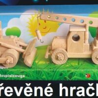 HolzSpielzeug Holzkran und Bulldozer
