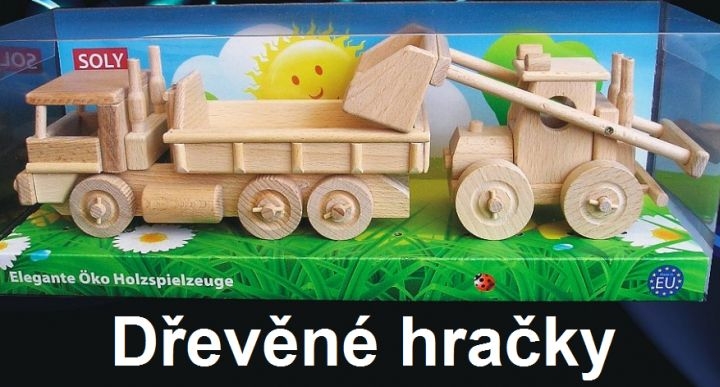 Holzlastwagen und Bulldozer Spielzeug
