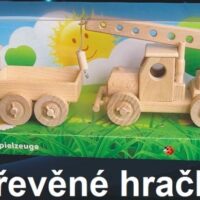 Holzbau-Spielzeug LKW und Kranwagen