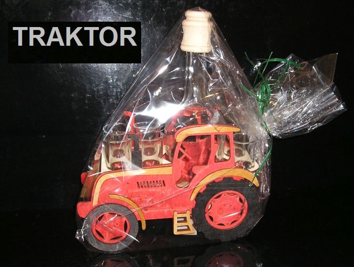 Geschenkflaschen Traktor und Alkoholglas für Traktorfahrer