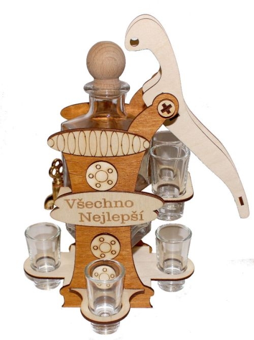 Geschenkflasche für Alkohol und 6 Gläser
