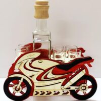 Motorrad Geschenk mit Flasche und Schnapsgläsern für Biker