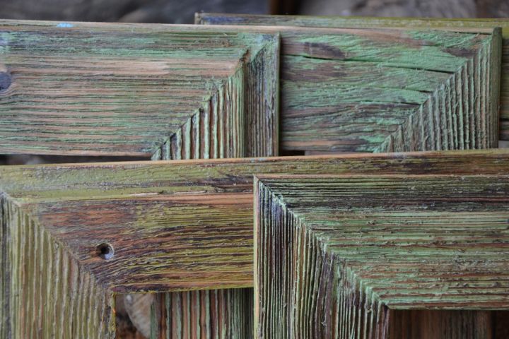Retro-Holzrahmen für Bilder und Fotos, Fotorahmen, Rahmen, Bilderrahmen, natur, weiß, blau, grün