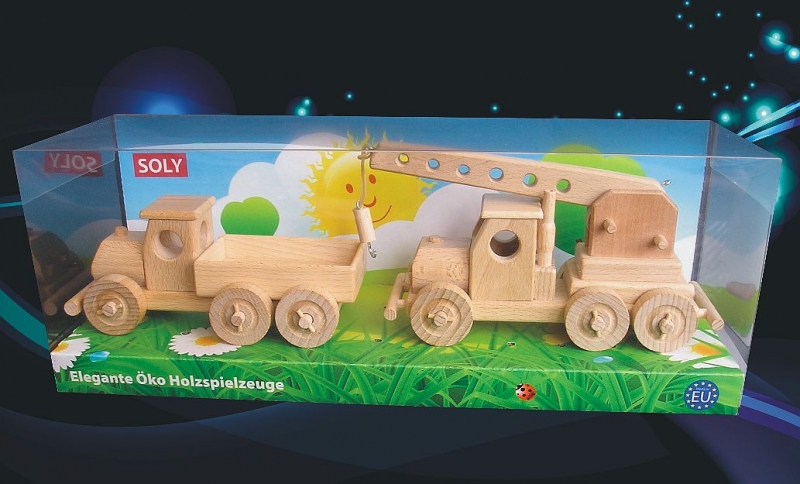 Holzspielzeug LKW für Kinder + Autokran