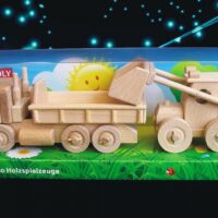 Holzspielzeug LKW mit Container und Traktor-Lader