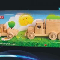 Holzspielzeug Zugfahrzeug Lastwagen und kleines Auto