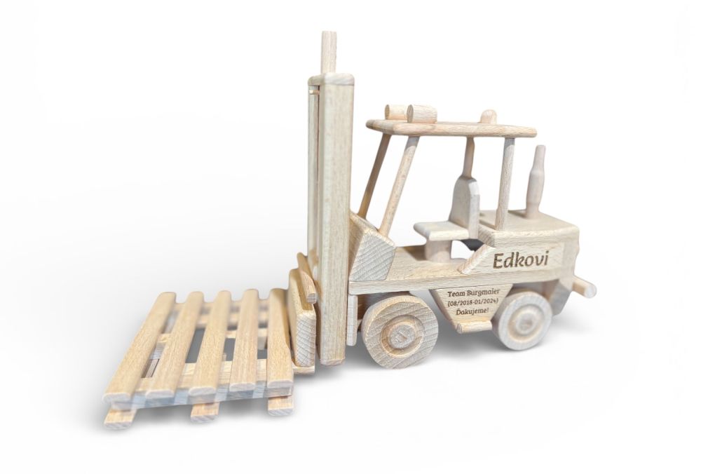 Gabelstapler Personalisierung. Originelles Geschenk für Lageristen, Logistik und Fahrer.
