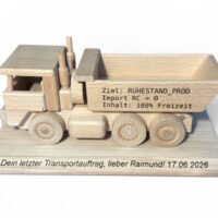 LKW Geschenk zur Pensionierung eines Fahrer