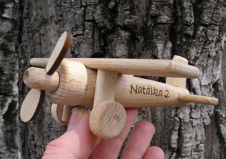Holzflugzeug Hochdecker Spielzeug für Kinder